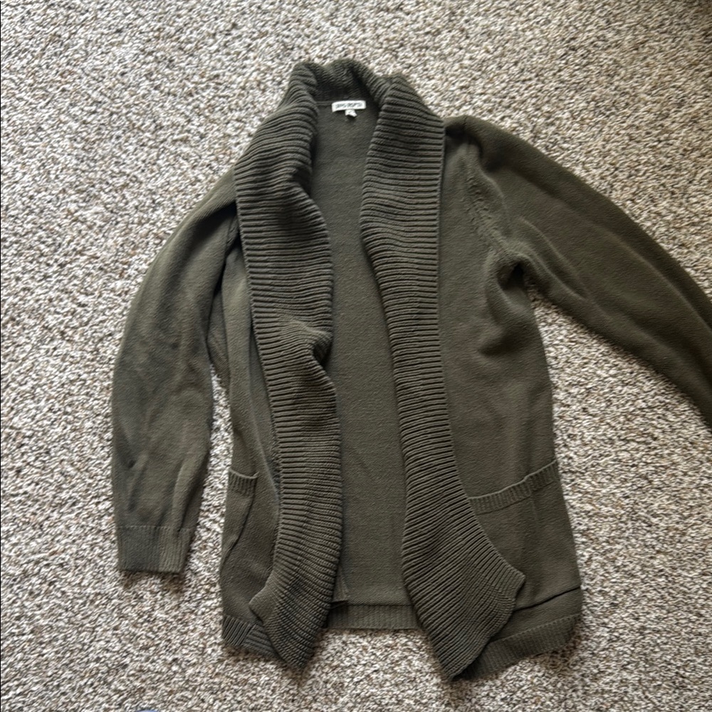 Long and Cozy-Olive Green Cardigan